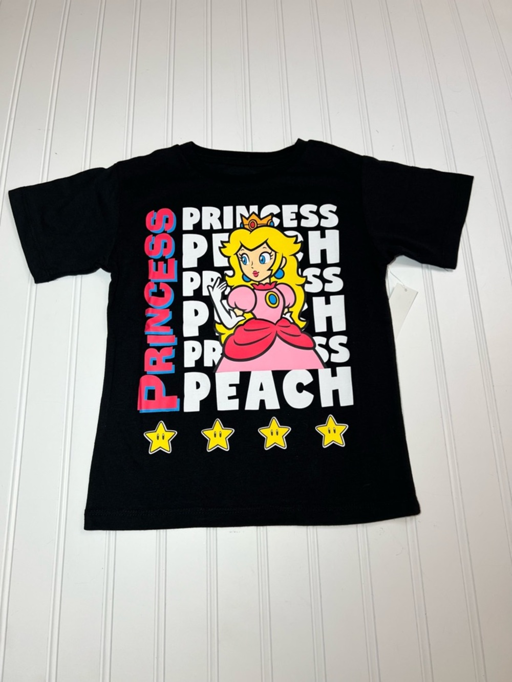 Princess Peach Super Mario Girls Size XS 4/5 Graphic Tee New